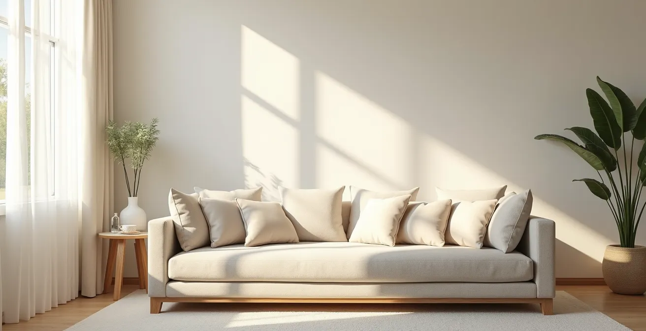 Intérieur de maison aménagé pour la convalescence avec coussins et équipements